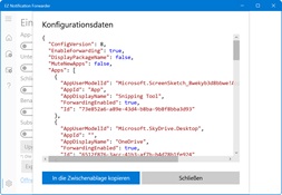 Einstellungen Export