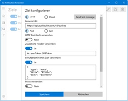 Konfiguration http API Ziel